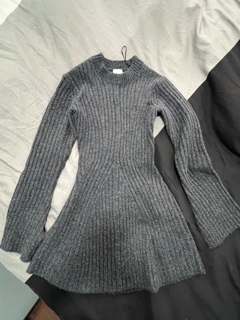 H M Gray Dress Winter Dress Cold weather dredd Women s Fashion Dresses Sets Dresses on Carousell