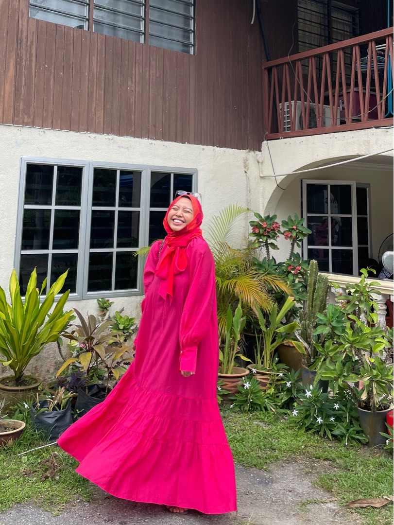 H&m pink cheap maxi dress