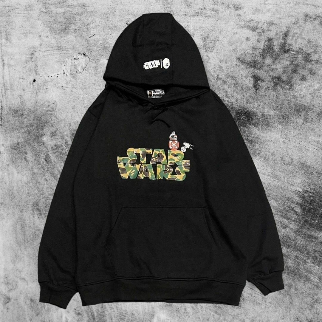 Hoodie A Bathing Ape X Star Wars Camo Logo Hitam Fesyen Pria Pakaian Baju Luaran di Carousell