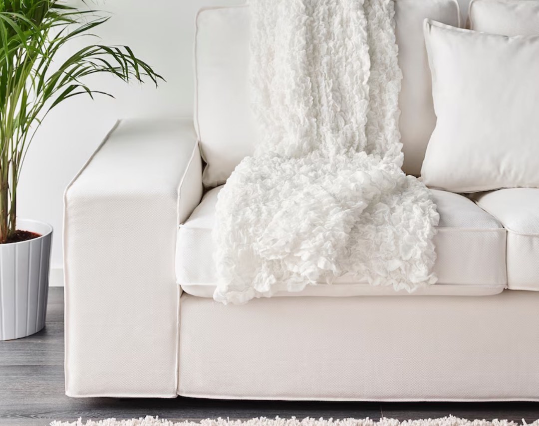 Ikea Ofelia white throw (Sofa / bed ), Furniture & Home Living, Bedding