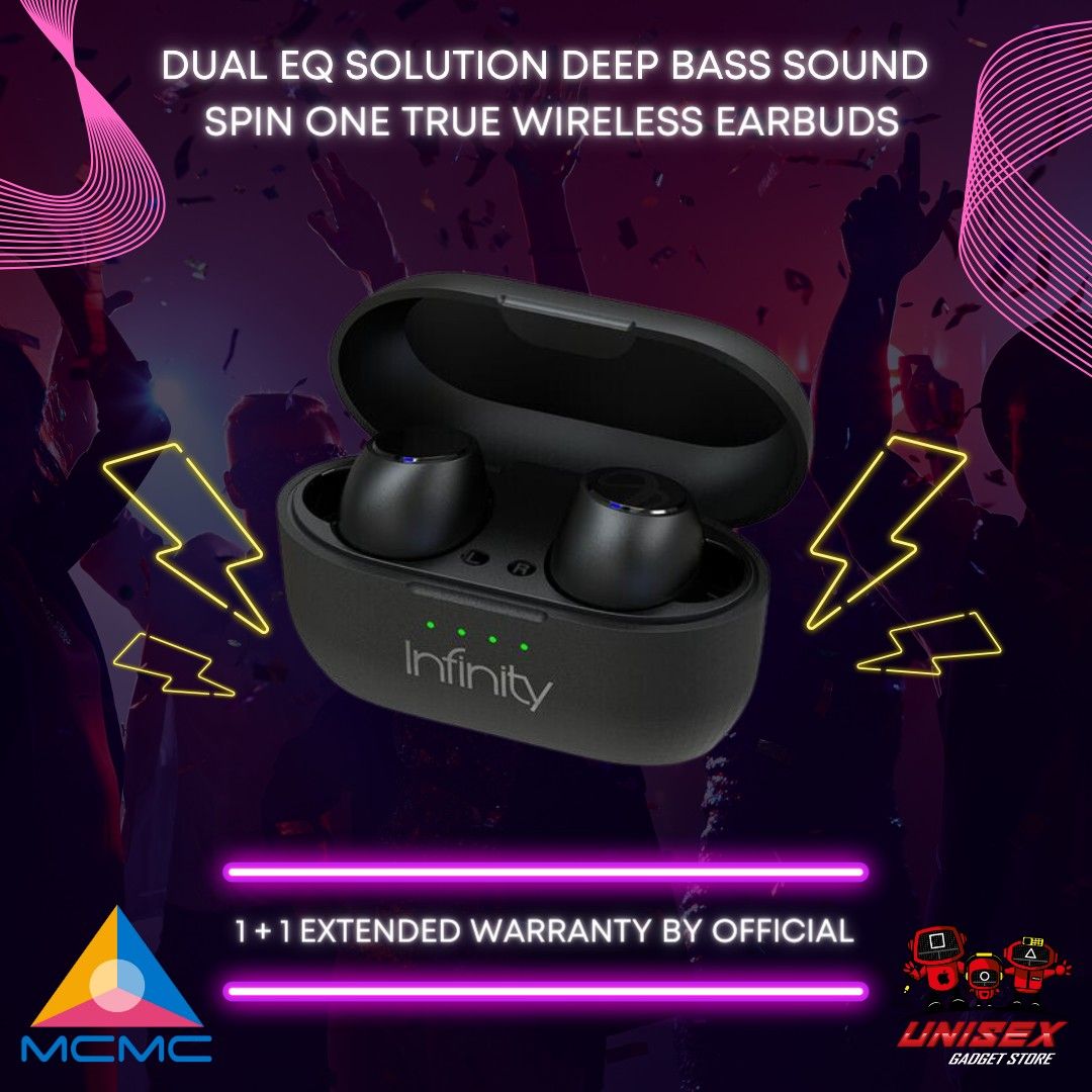 Infinity By Harman Kardon Spin One TWS True Wireless Bluetooth Earbuds In ear Headphones Headset Earphone 2 Year Warranty