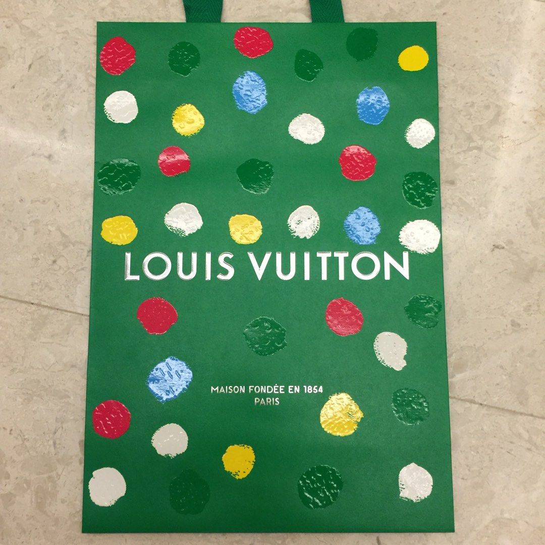 Louis Vuitton Yayoi Kusama Green Dotted Shopping Bag,Box  Ribbon,Paper,Booklet