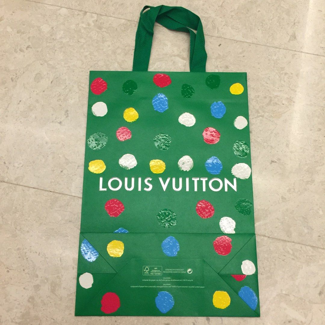 14 x 10 LOUIS VUITTON x Yayoi Kusama Paper Shopping Bag Green 2023 Limited