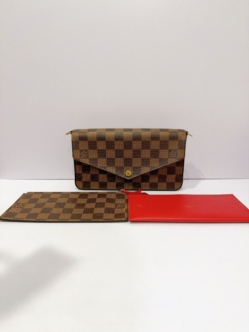 LOUIS VUITTON Damier Checkerboard Small Mahjong Bag T and B Brown