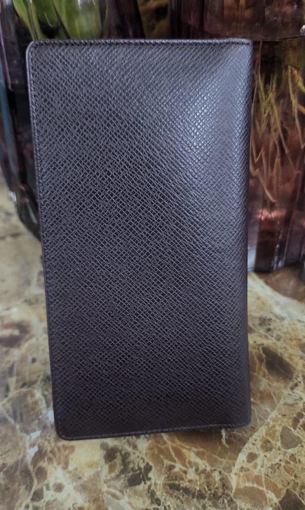 Louis Vuitton Dark Brown Taiga Checkbook Wallet