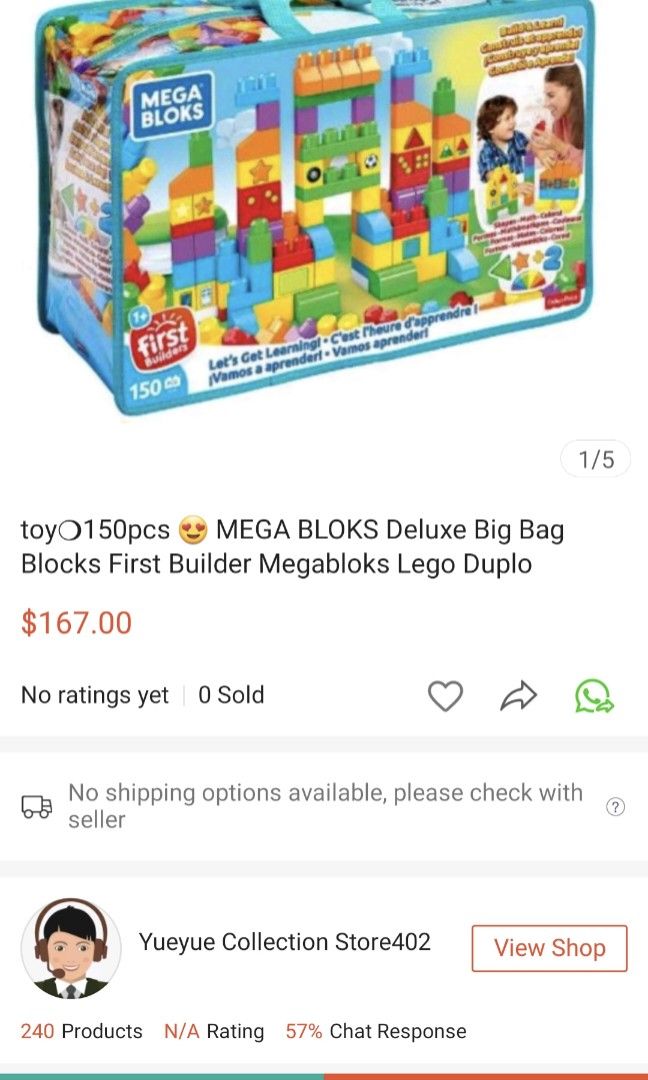 Mega bloks let's store get learning bag