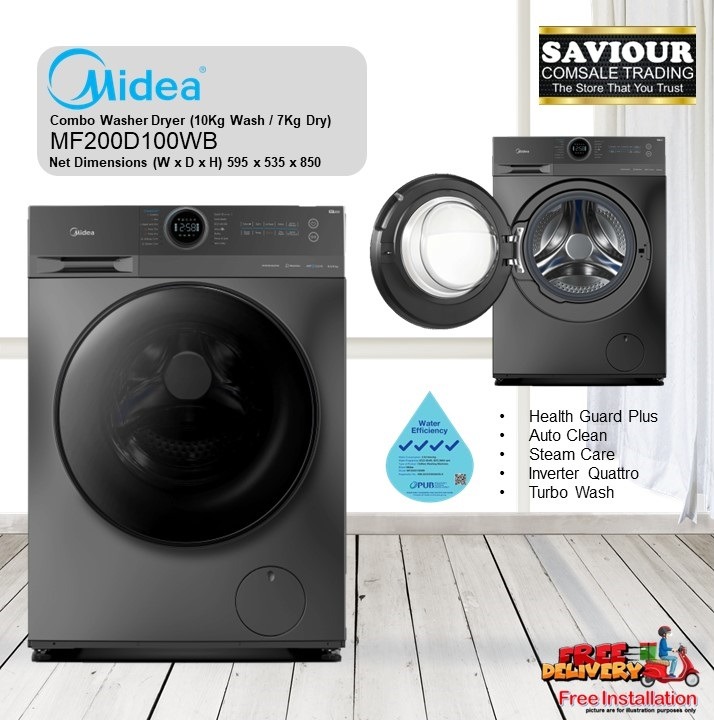 Midea MF200D100WB Combo Washer Dryer (10Kg Wash / 7Kg Dry) Inverter