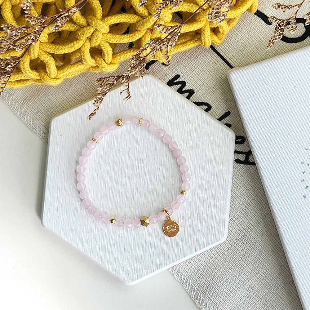 Mini 2 Way Crystal Bracelet Rose Quartz Faceted Gold
