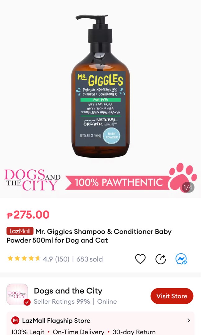Mr giggles dog shampoo top