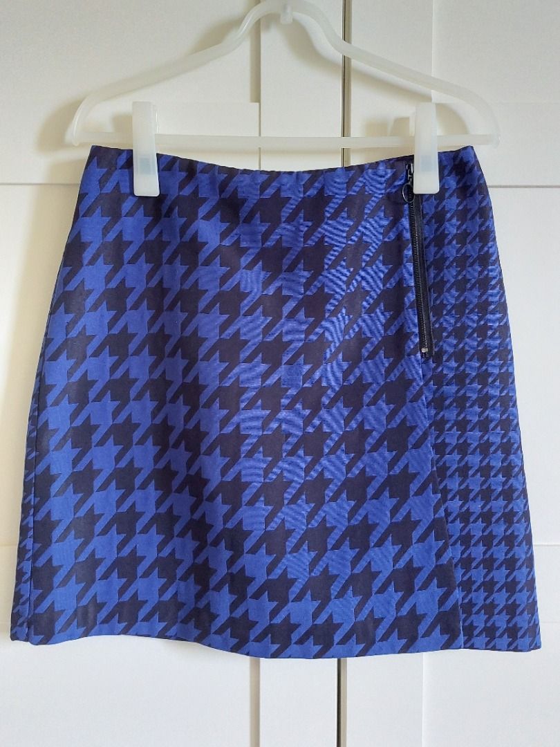 Blue clearance houndstooth skirt
