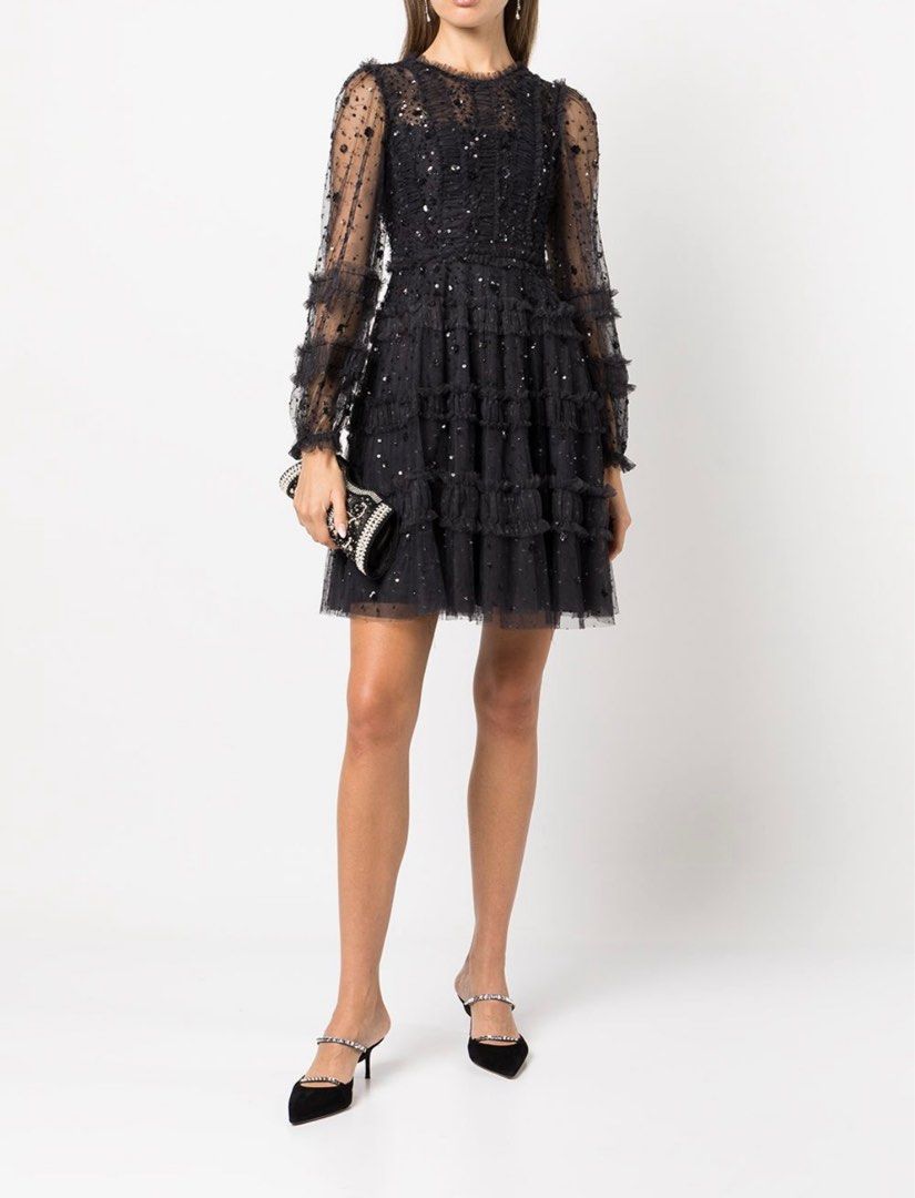 needle and thread shimmer mini dress Needle & Thread Violet Shimmer Micro Mini Dress In Pink - 31% Off