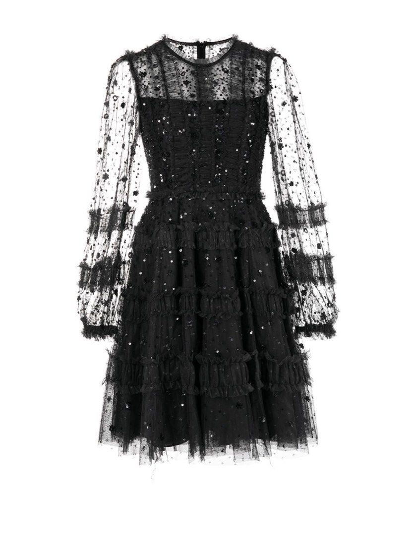 needle and thread shimmer mini dress Buy Needle & Thread Neutral Shimmer Ditsy Short Sleeve Dress in Tulle For Girls Online