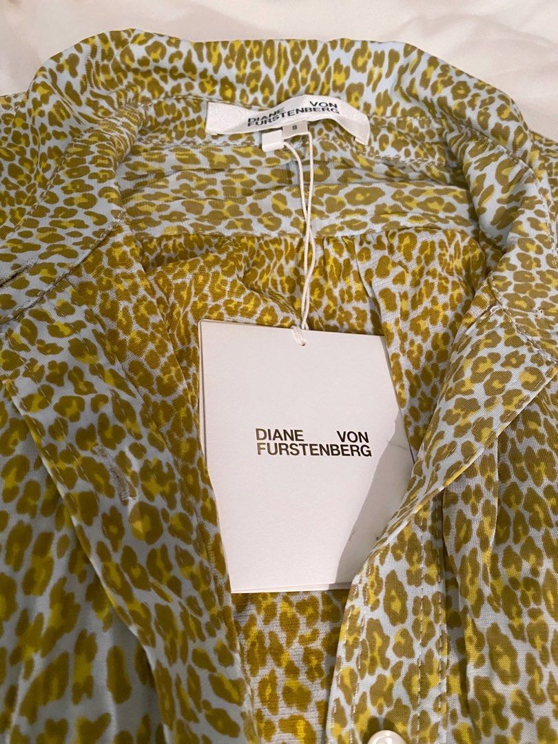 Dvf yellow leopard online dress