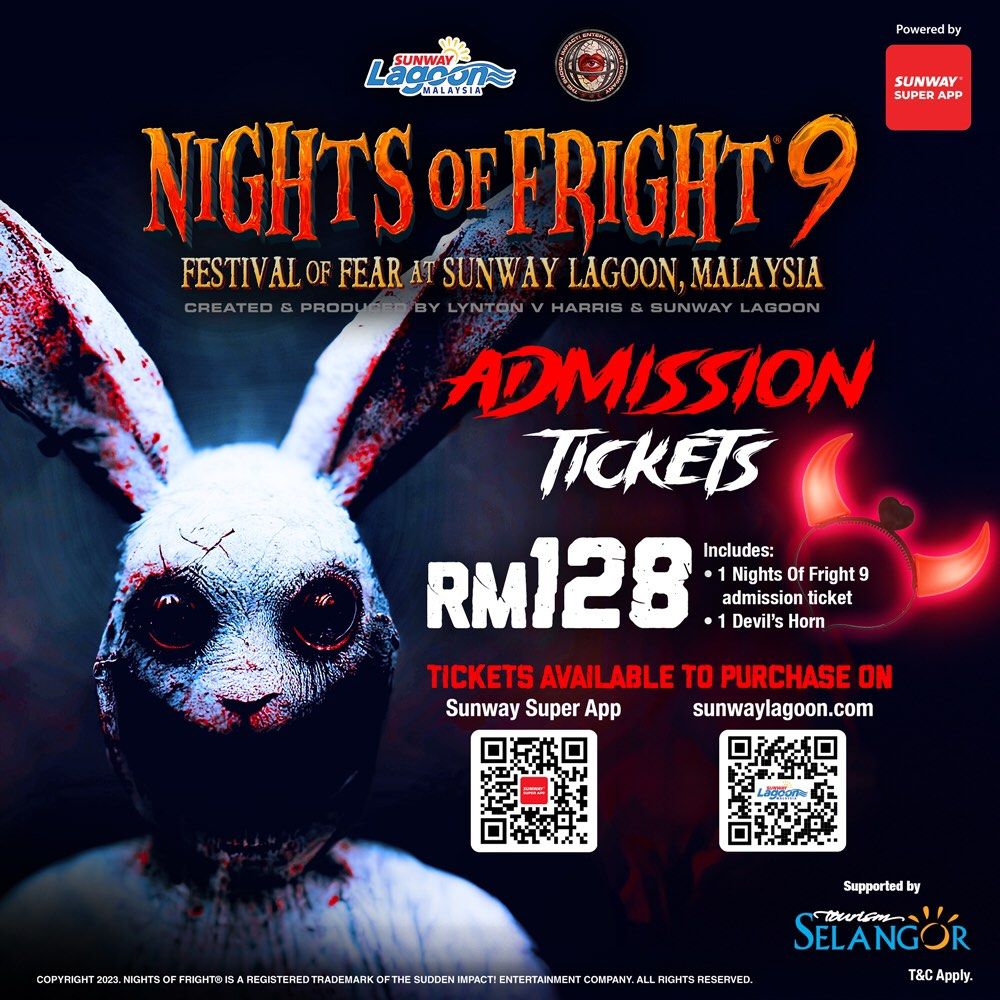 Night of fright Sunway Lagoon Admission Ticket Saturday28/10/2023