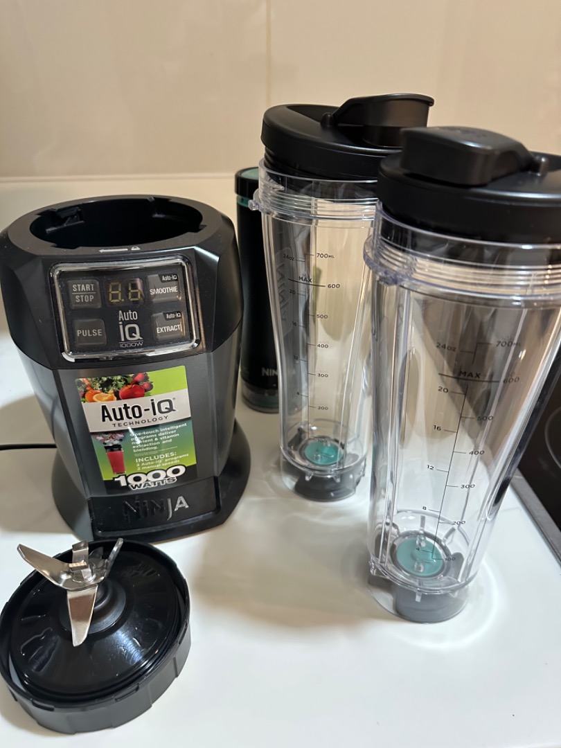 Ninja Blender with AutoiQ [BN495UK] 1000 W, 2 x 700 ml Cups, Black