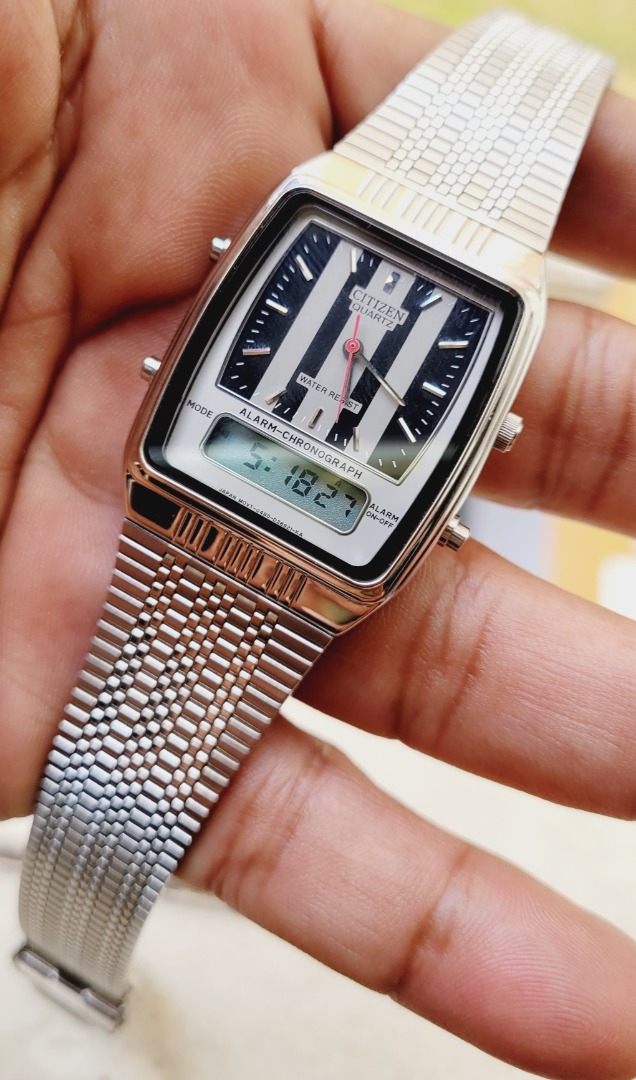 NOS Citizen Suits Ana-Digi Alarm Chronograph Racing Retro Style Watch ...