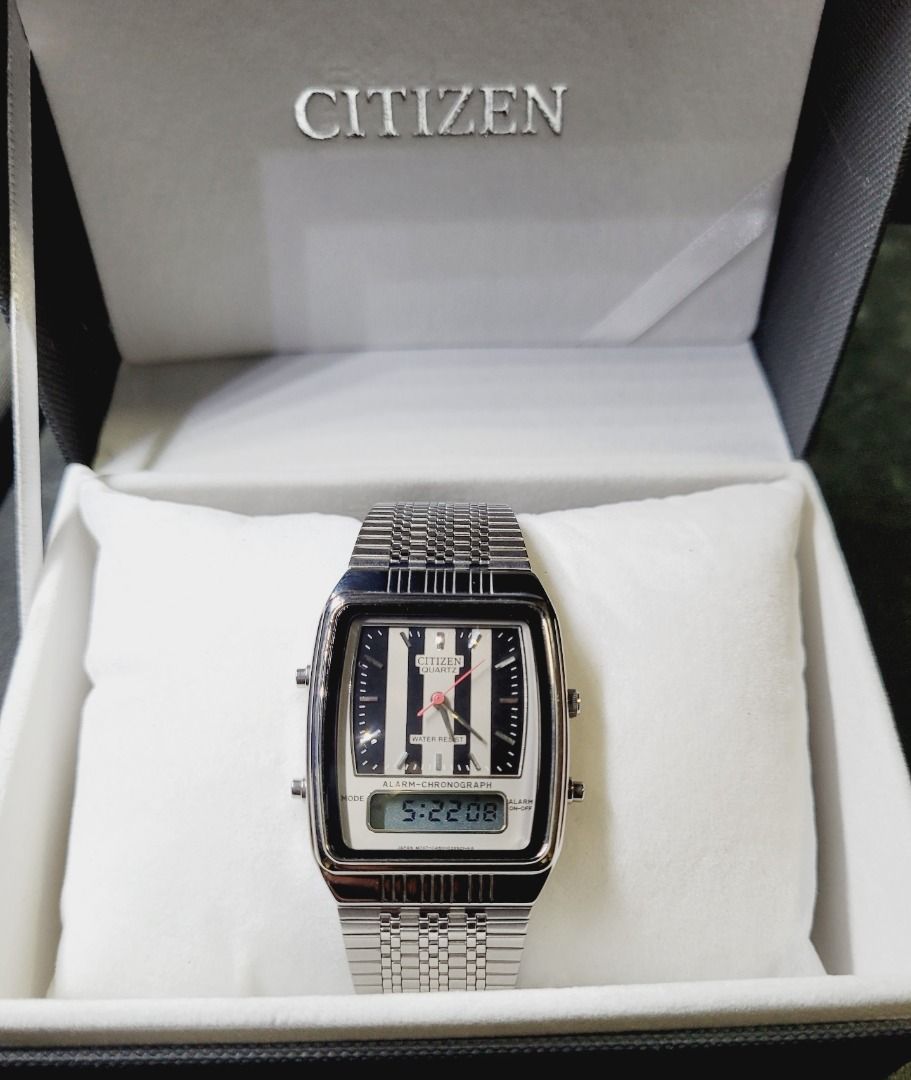 NOS Citizen Suits Ana-Digi Alarm Chronograph Racing Retro Style Watch ...