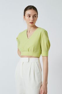 Our second nature OSN Textured Cotton Cropped Top in green