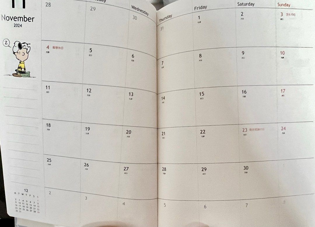 Peanuts Snoopy 2024 Schedule book from Japan, Hobbies & Toys, Books