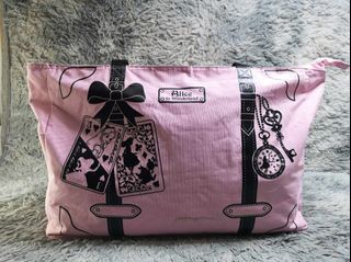 Pink Printed Zipper Tote Bag