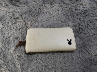 PlayBoy White Leather Long Wallet