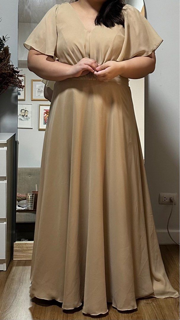 Plus size Beige Gown Women s Fashion Dresses Sets Evening dresses gowns on Carousell