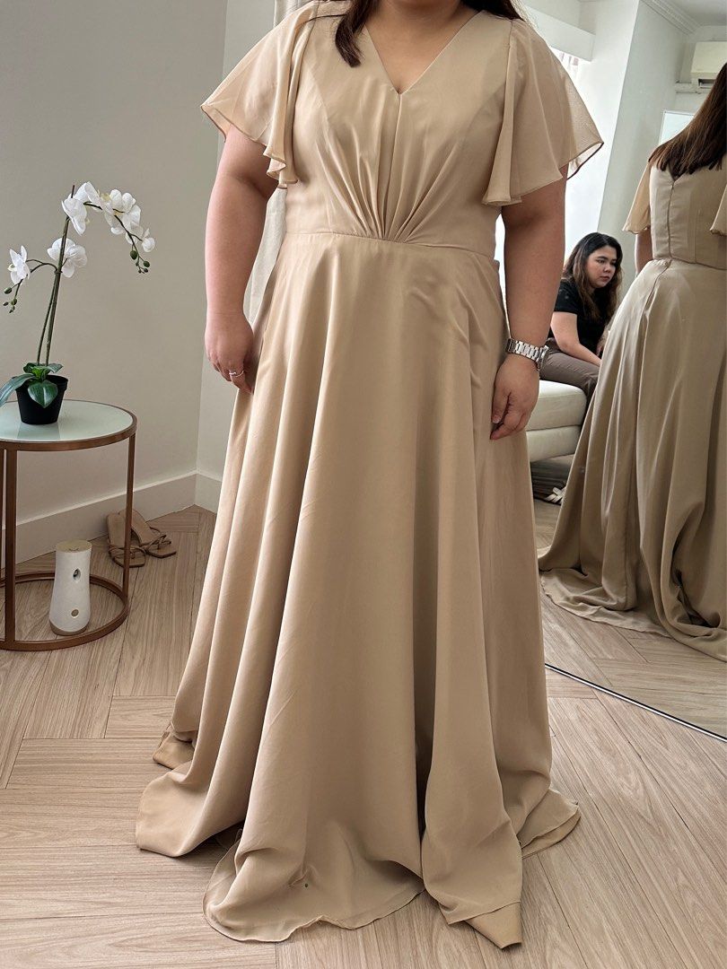 Plus size store beige formal dresses