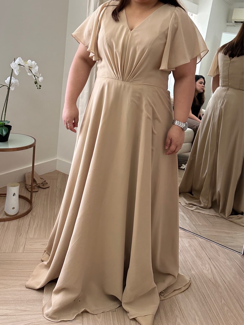 Plus size beige formal dresses on sale