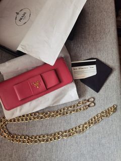 Prada Saffiano Mini Crossbody - in Red, Luxury, Bags & Wallets on Carousell