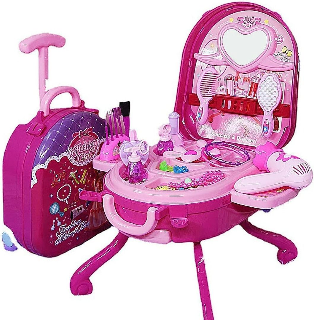 Kiddie play pretend play kids vanity hot sale table and chair beauty play set