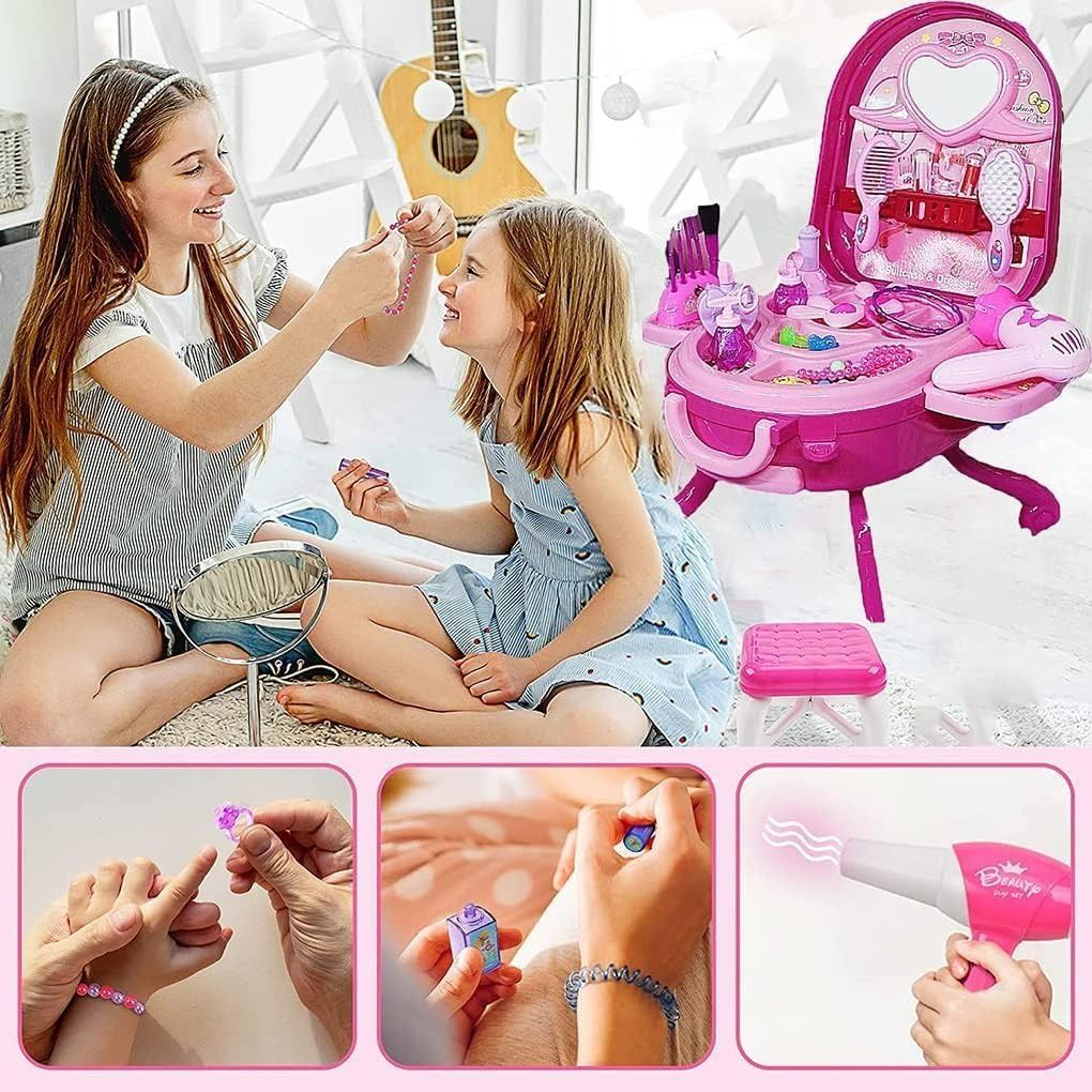 Kiddie play pretend play kids vanity clearance table and chair beauty play set