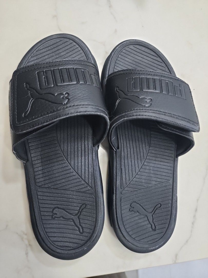 Puma slides mens black top