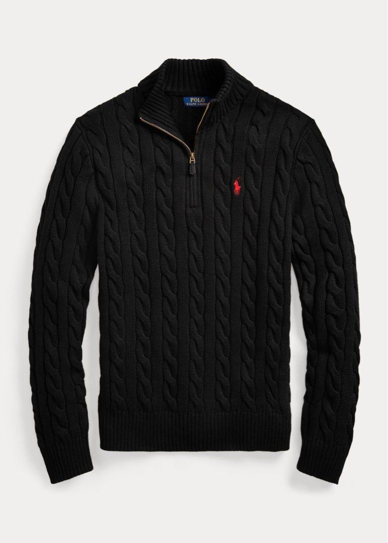 Ralph lauren cable clearance knit zip up sweater