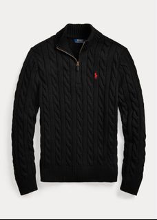Ralph lauren black quarter zip shop