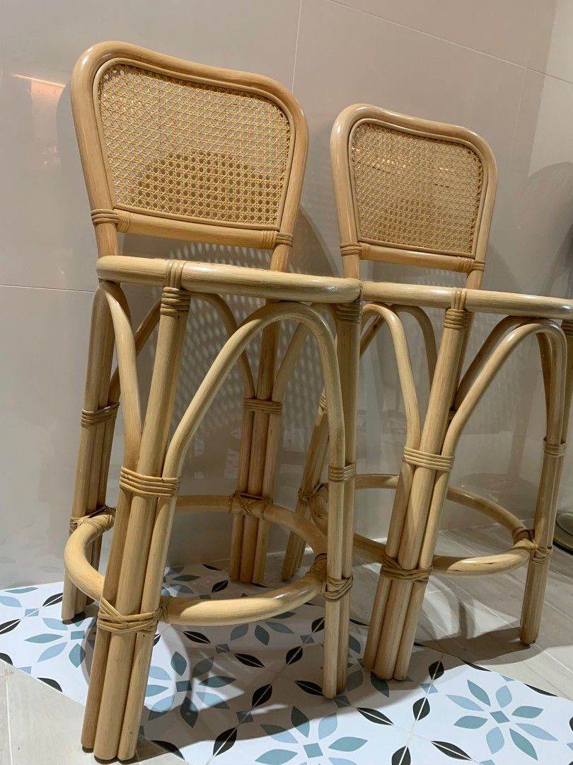 2 x rattan bar chairs, price per chair, Furniture & Home Living ...