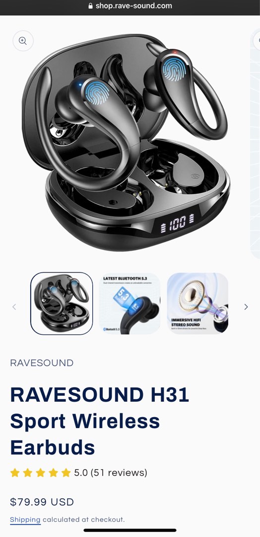 RAVESOUND H31 Sport Wireless Earbuds