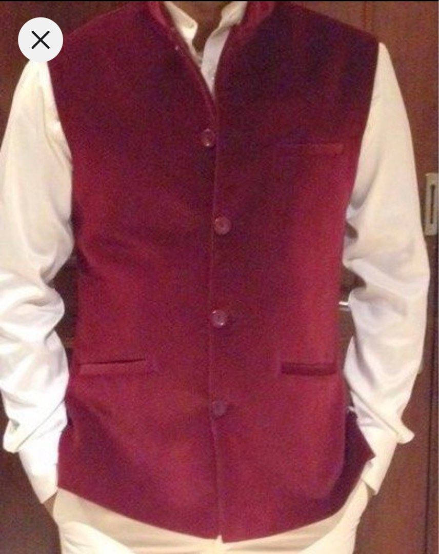 Red deals sleeveless jacket
