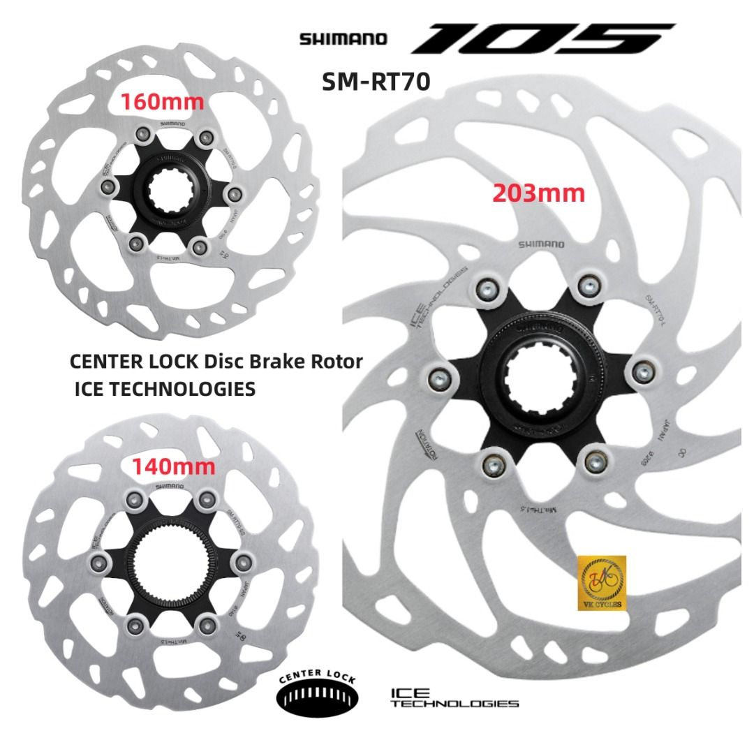 Shimano 105 SLX SM RT70 Ice Tech Centre Lock Disc Rotor 140 160 180 203mm RT70 Rotor 2 Years Warranty Sports Equipment Bicycles Parts Bicycles on Carousell