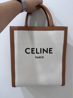 Used Auth Celine Small Vertical Cabas Tote Grained Calfskin Small