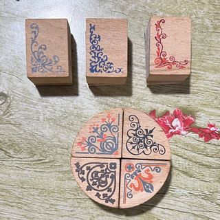 stationery destash - border wooden stamps