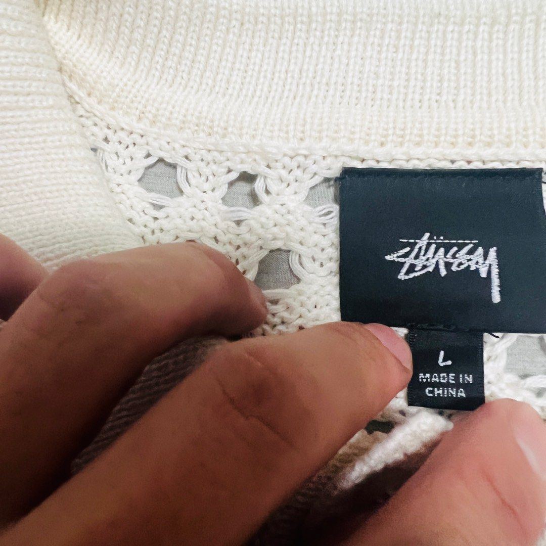 STUSSY SS BIG MESH POLO SWEATER 鏤空網眼針織短袖polo衫簍空襯衫