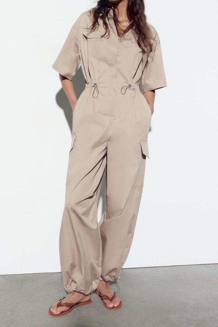 Beige sales jumpsuit zara