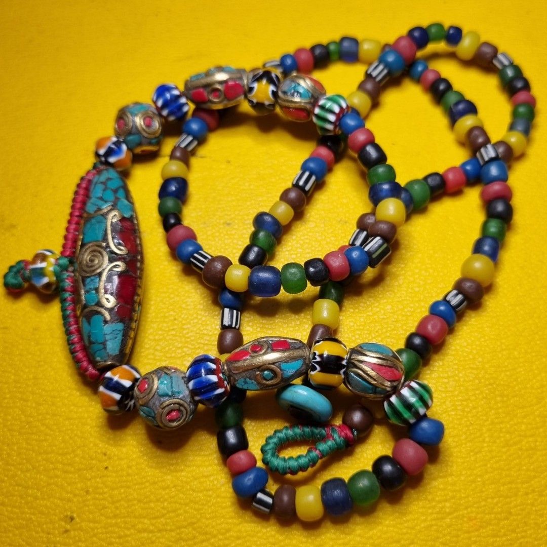 Tibetan Old Glass Beads Necklace Hobbies Toys Memorabilia