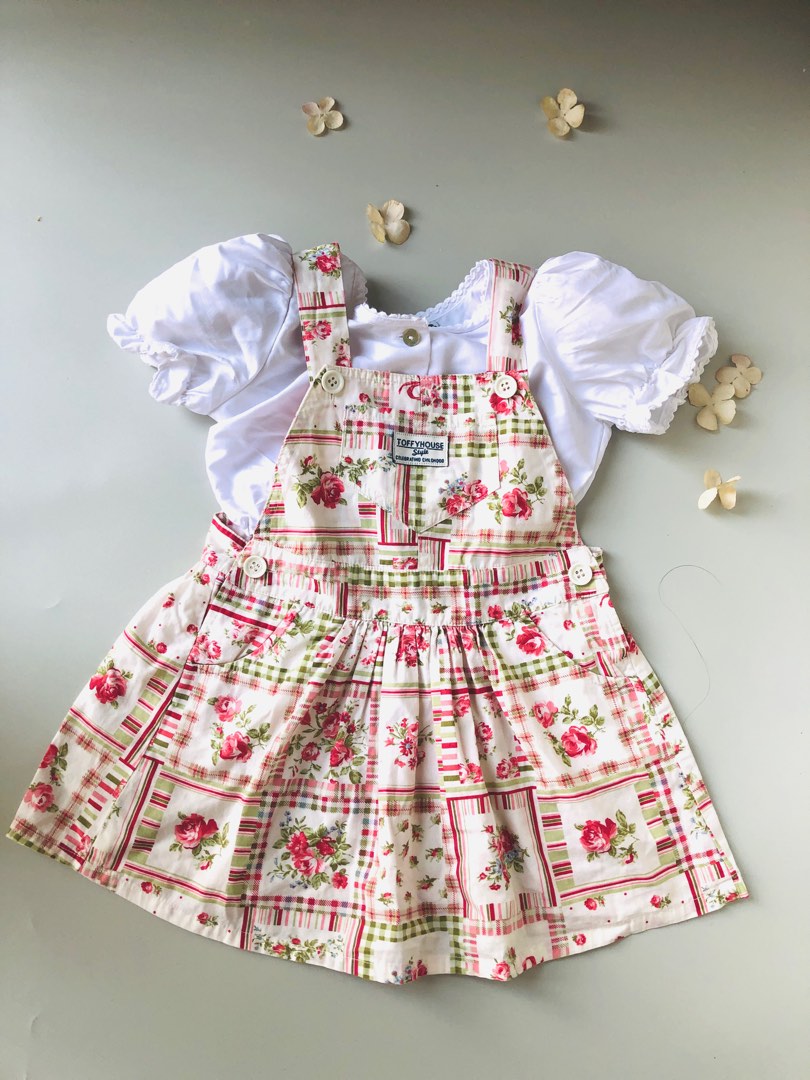 Toffy house overall vintage set balon crop top, Bayi & Anak, Baju Bayi