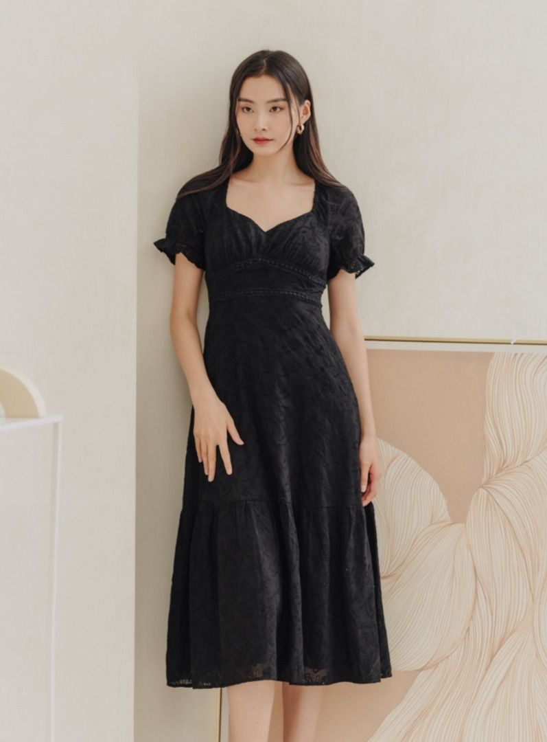 FREE MAIL tsw jill eyelet embroidered puff sleeve vintage maxi
