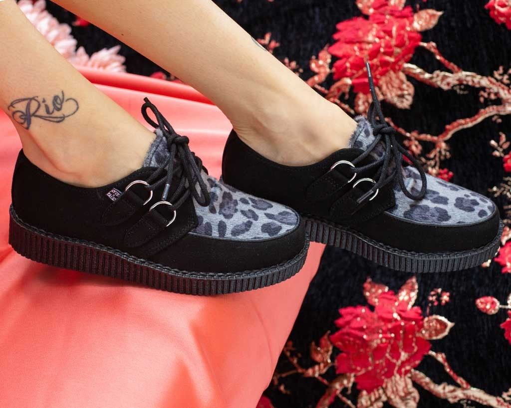 T.U.K. Shoes Black Grey Leopard D Ring Creeper Carousell