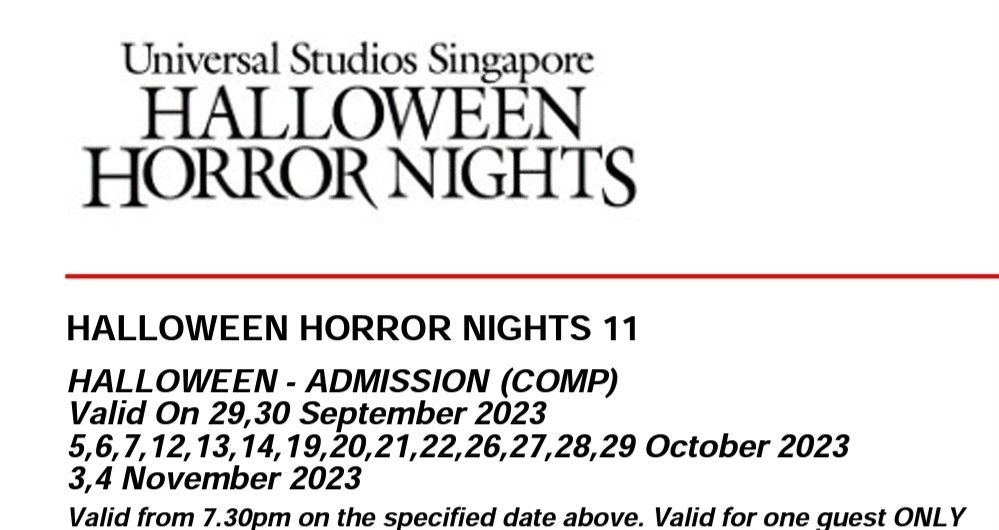 USS Halloween Horro Nights Admission Tickets, Tickets & Vouchers, Event