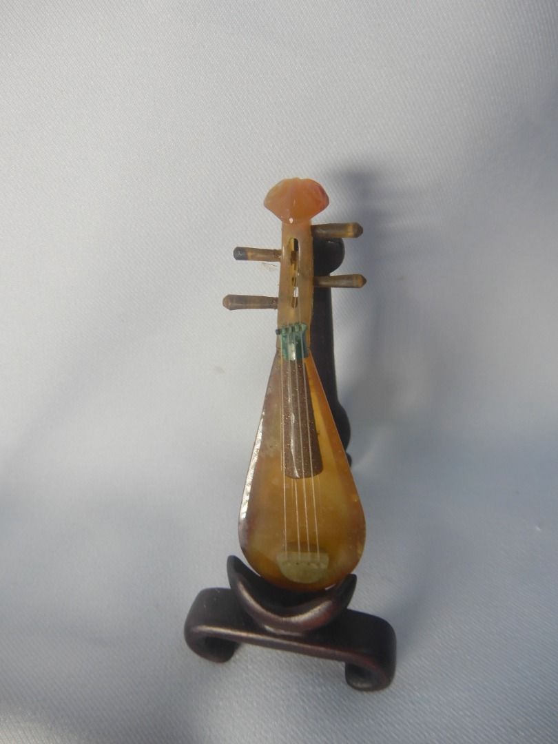 Vintage Chinese semi precious stone miniature musical string ...