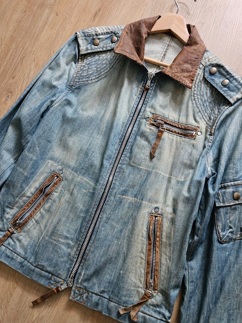 Mens faded sales denim jacket
