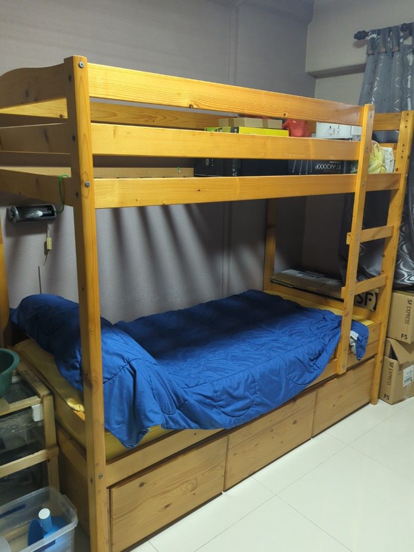 Wooden Bunk Bed, Furniture & Home Living, Furniture, Bed Frames